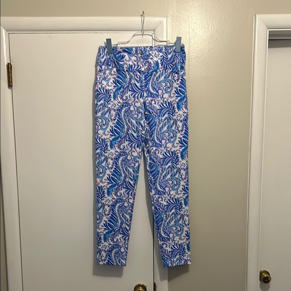 Lilly Pulitzer Blue and White Patterned Pants - Picture 1 of 3